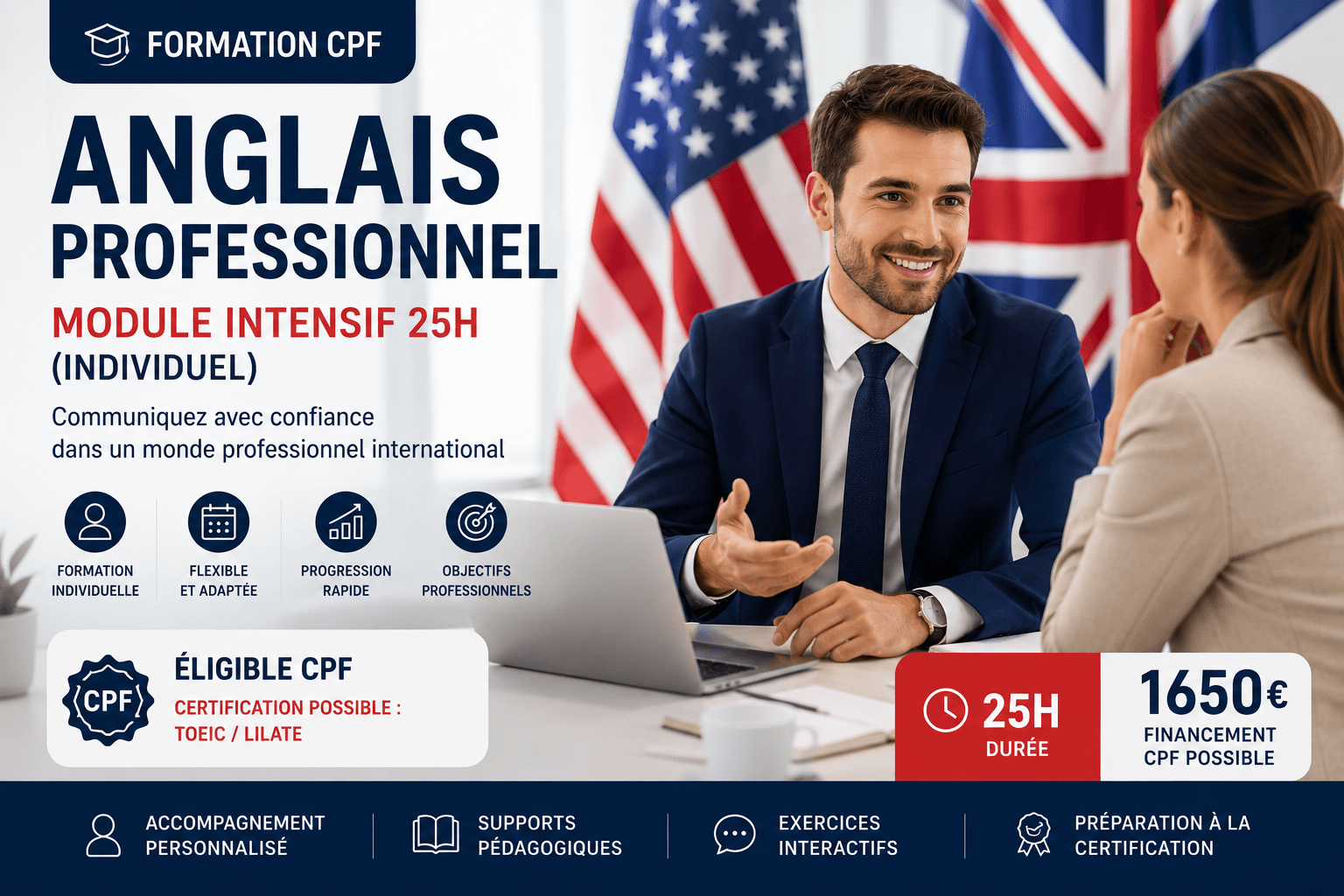 Illustration : Anglais Professionnel – Module Intensif 25h (Individuel)