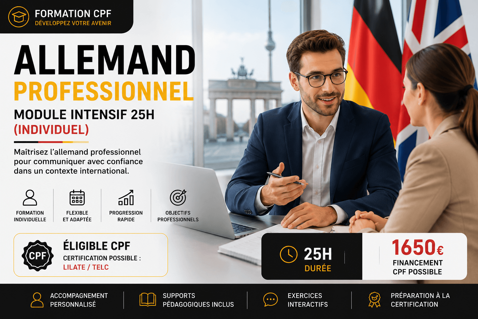 Illustration : Allemand Professionnel – Module Intensif 25h (Individuel)