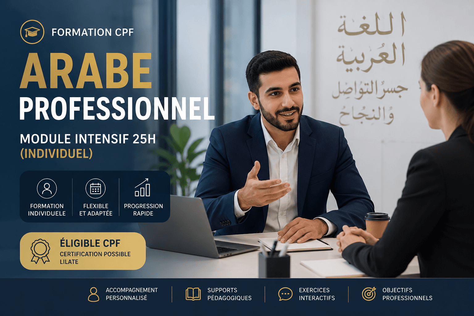 Illustration : Arabe Professionnel – Module Intensif 25h (Individuel)