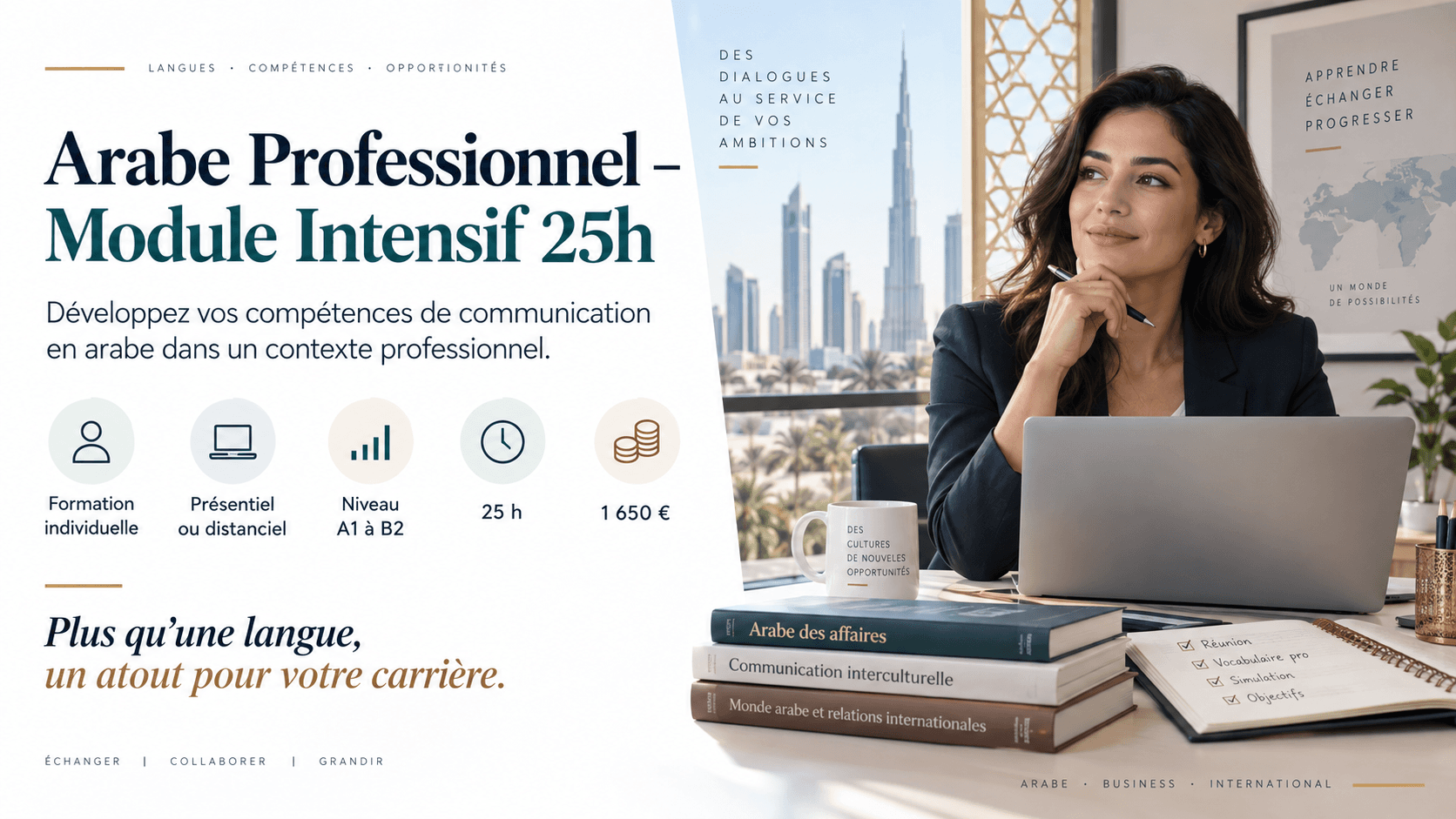 Illustration : Arabe Professionnel – Module Intensif 25h (Individuel)